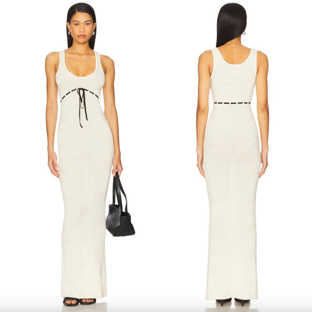 ASTA RESORT x REVOLVE | NWT Isadora Maxi Dress in Ivory Pointelle Knit XS